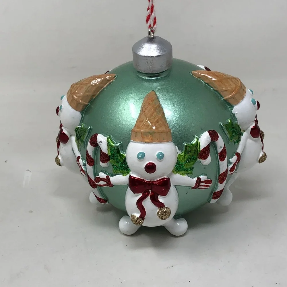 Mr Bingle 2022 Christmas Ball Ornament Green Snowman Candy Cane